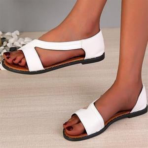 Summer New Solid Color Fish Mouth Riveted Open Toe Outward Wearing Women's Flat Bottom Fashion Sandals - Product Image 3