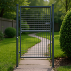 Puerta de Jardín de Malla de Acero Galvanizado Gris de 39.4x68.9 Pulgadas, Estilo Abatible, Resistente, para Uso en Exteriores - Product Image 2
