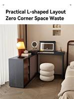 Ensemble de coiffeuse moderne de luxe en noyer avec miroir LED à rabat, grand meuble de rangement avec commode à 3 tiroirs, ensemble de bureau de maquillage pour chambre à coucher