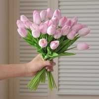 Karangan Bunga Tulip Putih PU 10 Tangkai Buatan, Panjang 33cm, Tahan Lama, Berkualitas Tinggi untuk Dekorasi Rumah & Karangan Bunga Pengantin