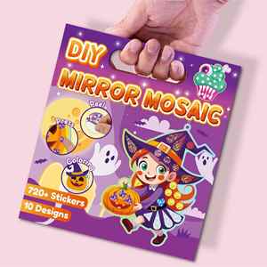 Juguetes de Viaje Hechos a Mano para Niños, Juego Creativo, Espejo Brillante para Colorear, 10 Sets de Pegatinas de Mosaico para Halloween - Product Image 3