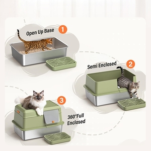Caja de arena cerrada Hyra para gatos, evita que la arena se esparza, inodoro para gatos, bandeja de arena con cajón para gatos que orinan mucho - Product Image 3