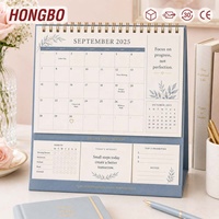 Calendrier de bureau sur pied personnalisé Hongbo 2027 avec suivi des habitudes, des priorités et des notes, planificateur mensuel de bureau en spirale facile à écrire sur
