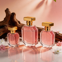 Flacons de parfum vides de luxe 30/50/100ml en verre facetté avec couvercle carré doré, emballage cosmétique personnalisé avec logo