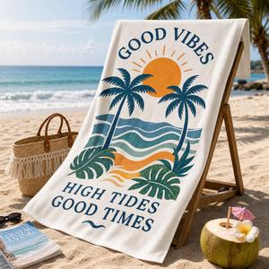 Promotional <b>Towels</b> Woven With Printed Logo Design Business Gifts Custom <b>Beach</b> <b>Towel</b> Cotton - Product Image 1