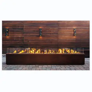 Nieuwe Ontwerp Firepit Glas Haard Corten Staal Gas Vuurkorf