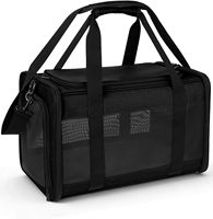 Sac de transport pour animaux de compagnie, pour chat et chien jusqu'à 16 lb, approuvé par les compagnies aériennes, en maille respirante, avec bandoulière
