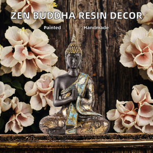 Statue de Bouddha de jardin zen, modèle chinois, en résine, faite à la main, peinte à la main, forme irrégulière, méditation, bouddhisme, hindouisme, décoration d'intérieur, souvenir - Product Image 2