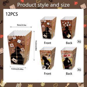 Cajas de Palomitas de Maíz con Temática de Detective, Paquete de 12 Unidades, para Fiestas Infantiles, Cumpleaños, Baby Shower, Decoración de Fiestas - Product Image 2