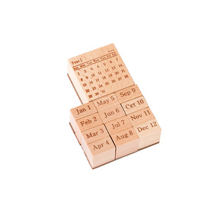 Calendario perpetuo Juego de sellos de madera Serie de viaje en el tiempo Manual vintage Impresiones decorativas DIY - Product Image 1