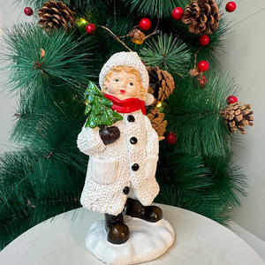 Gorgeous Modern Snowman Resin Statue Holding <b>Gift</b> <b>Box</b> and <b>Christmas</b> Tree for <b>Christmas</b> New Year Decoration - Product Image 4