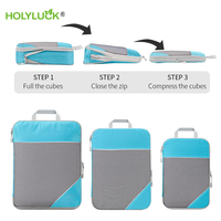 6 pièces Cubes d'emballage de compression ensemble mode organisateurs de bagages voyage valise sacs de rangement étanche pliable organisateur