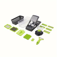 Mandoline multifonctionnelle 16-en-1 à 8 lames en acier inoxydable, coupe-légumes manuel, trancheuse à tomates, hachoir, découpeur, modèle 2024