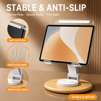 360 °   Support de téléphone et tablette rotatif et pliable avec charnière métallique amortie, support de bureau écologique pour diffusion en direct et usage bureautique OEM