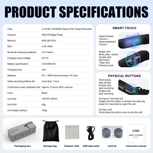 Occhiali intelligenti con fotocamera invisibile 1080P Video WiFi Streaming Bluetooth musica Smart occhiali Lunettes Intelligentes - Product Image 6