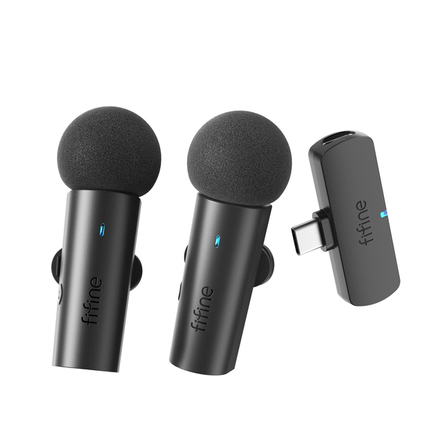 Fifine M6 Long Range 2.4ghz Wireless Lavalier Microphone Clip Microphone Receiver Lapel Microphone for Mobile Phone