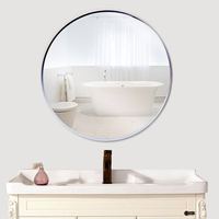 Miroir de salle de bain rond avec cadre en aluminium, miroir de vanité mural circulaire, miroir à cadre métallique circulaire de 60 cm, verre haute définition