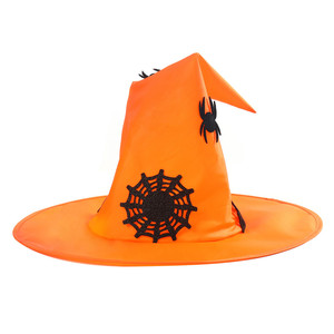 Chapeau de sorcière noir en gros avec dentelle citrouille et ruban violet pour Halloween, accessoire de costume adulte, décoration de fête - Product Image 6