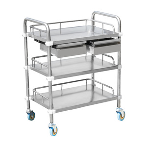 Carrito de Acero Inoxidable Snow de 2 y 3 Niveles, Mueble Manual para Hospital, Diseño Industrial Duradero - Product Image 2