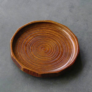 Assiette de service en bois faite à la main, ronde, design minimaliste, finition polie, pour la salle à manger à domicile - Product Image 1