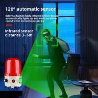 JZCN PIR Sensor Gerak Inframerah Alarm Audio-Visual Dudukan Magnetik 115dB Strobo Berputar untuk Toko