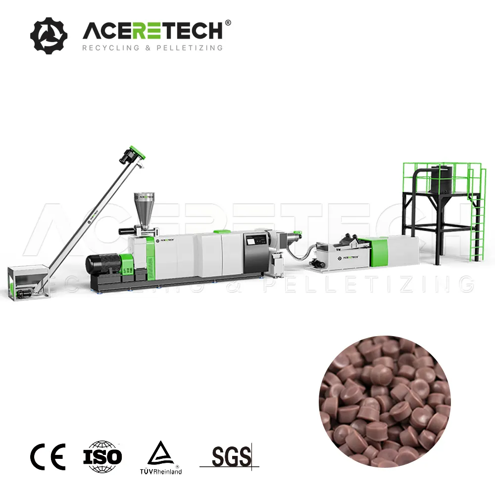Customized ASE Waste HDPE Bottle Flakes Recycling Plastic Recycling Single Screw Extruder Pelletizing Machine