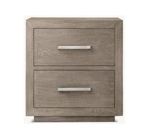 Mueble Moderno de Madera Maciza para Sala de Estar con 2 Cajones, Color Roble Gris, con Tiradores Recortados, para Dormitorio y Bar en Casa - Product Image 2