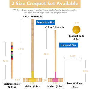 Ensemble de <span class=keywords><strong>croquet</strong></span> 8 joueurs avec kit de jeu de pelouse de 32 pouces pour adolescents maillets en bois de caoutchouc de taille standard de 28 pouces - Product Image 4