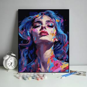 Bộ Tranh sơn dầu Tự Làm cao cấp 16x20 inch vẽ tay chân dung hiện đại hình vuông in bằng số nghệ thuật kỹ thuật số không khung cho gia đình - Product Image 5