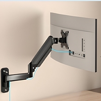 Nouveau support mural pour moniteur 24 pouces noir/argent, meuble flottant pour téléviseur en alliage d'aluminium avec télécommande et inclinaison à 45°
