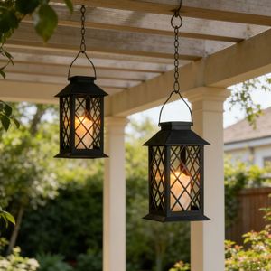 <b>Bulk</b> Stock Solar <b>Candle</b> Holders Lanterns <b>Candle</b> Jars Hanging Lights Rustic Iron Frame Waterproof Garden Decoration Lantern - Product Image 6