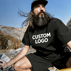 เสื้อยืดโอเวอร์ไซส์ผู้ชาย ผ้าไนลอนถัก 100% คอกลม แห้งเร็ว ทรงบ็อกซี่ สีดำล้วน สำหรับออกกำลังกาย รับผลิตตามสั่งขายส่ง - Product Image 1