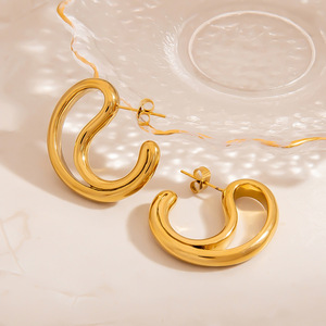 <span class=keywords><strong>Orecchini</strong></span> a Goccia Minimalisti Placcati in Oro 18K, Gioielli in Acciaio Inossidabile per Donne - Product Image 2