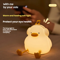 Veilleuse LED DouDou Mini en forme de canard mignon pour bébés et enfants, en silicone + ABS, rechargeable Type-C, CRI élevé, changeant de couleur