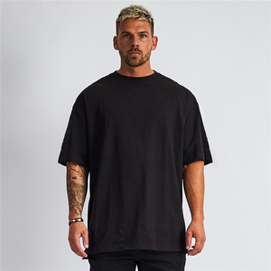 T-shirt da uomo a maniche corte in cotone tinta unita, girocollo, traspirante, per bodybuilding e fitness, ideale per il commercio estero - Product Image 1