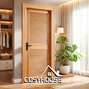 Porte intérieure à persiennes en bois pour la ventilation et l'intimité dans les chambres, les placards et les salles de bain - Product Image 1
