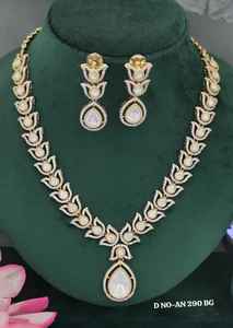 Fashionable Mehandi Finish CZ Moissanite Kundan Necklace for Women Bridal Wedding Party Wear Traditional Ethnic Luxury Fashion - Product Image 3