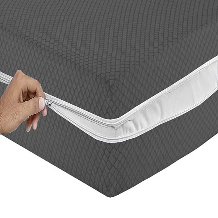 Enveloppe de matelas à motif de diamant Housse hypoallergénique anti-insectes et respirante à fermeture éclair totale pour matelas extra profonds