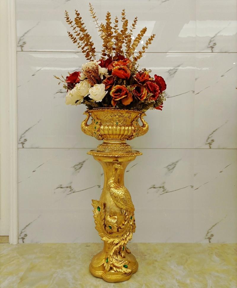 Peacock Floor Vase Flower/Ancient Gold
