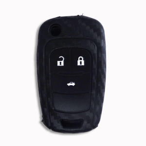Cevrolet/ <span class=keywords><strong>Oel</strong></span> /Bick 3按钮翻盖钥匙扣外壳碳纤维风格硅胶 - Product Image 1
