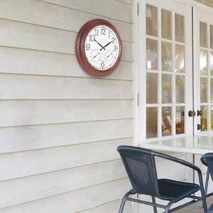 18.5 英寸金属挂钟带温度计湿度计大型户外室内气象站装饰钟适用于花园露台 - Product Image 6