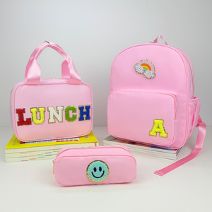 Stoney Clover personnalisé bricolage lettre patchs retour à l'école étanche Nylon refroidisseur boîte à déjeuner porte-crayon sac à <span class=keywords><strong>dos</strong></span> ensemble - Product Image 5