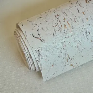Papel tapiz de corcho metálico blanco para el hogar, revestimiento de madera Natural para diseño moderno, nuevo Color