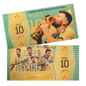 Gratis Verzending Voetbal Koning Messi Goud Bannote Voetballer Verzamelobjecten Voetbal Ster Creatieve Souvenir Kaart Voor Collectie