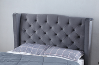 Willsoon New Store Lit de traîneau de luxe Design moderne Tissu en velours Bouton Wingback Tufté King Size Cadre en bois Style nordique