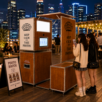 Kiosque Photo Booth Selfie pour Smartphones et iPad en Acier Inoxydable – Idéal pour Festivals de Musique, Concerts, Marchés Nocturnes et Événements Extérieurs