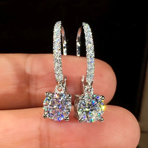 Orecchini a Gancio con Quattro Punte di Cristallo per Donne, Accessori Minimalisti ed Eleganti per l'Ufficio e l'Uso Quotidiano - Product Image 1