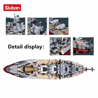 2-en-1 Sluban WW2 Navires de guerre militaires M38-B1102 Modèle de croiseur de bataille Mismarck Blocs de construction éducatifs à assembler – Nouveauté !