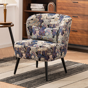 अमेरिकी रेट्रो पुष्प जैक्वार्ड एकल सोफे लक्जरी छोटे अपार्टमेंट रहने वाले कमरे की कुर्सी बालकनी अवकाश के लिए प्रकाश के साथ - Product Image 3