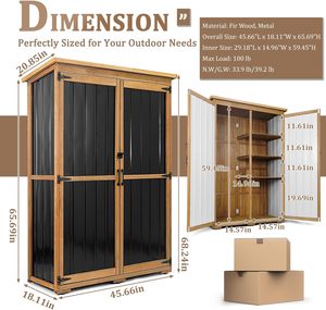 Abri de jardin en bois extérieur grand format SDGS017 avec étagères et toit résistant aux intempéries pour <span class=keywords><strong>garage</strong></span>, patio, cour et jardin - Product Image 2